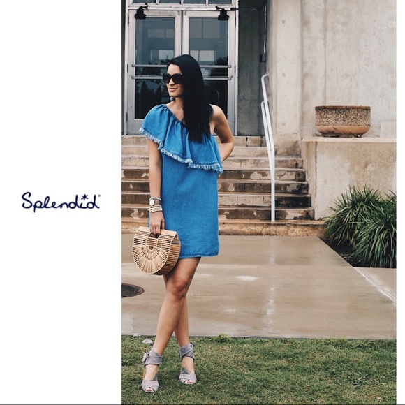 Splendid ‘Indigo’ One Shoulder Denim Dress - Picture 2 of 8